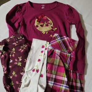 Gymboree Berry Patch size 9 shirt, leggings & skort AW. Tights used size 8-10